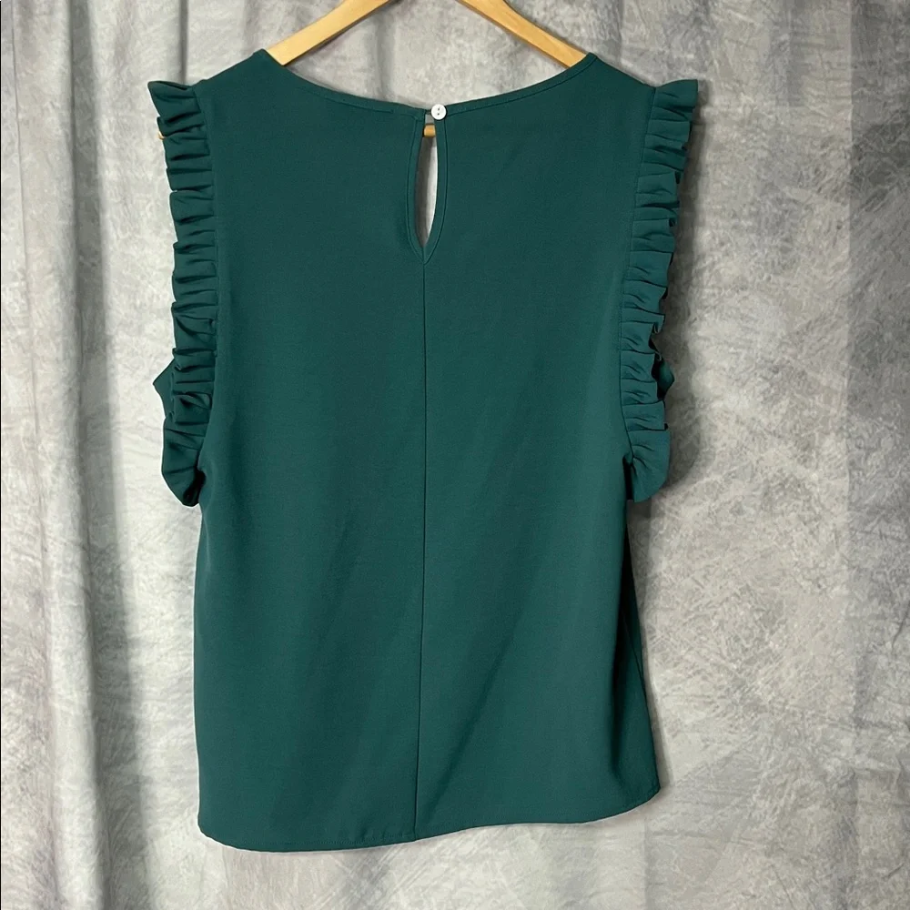 Molly Bracken Teal Ruffle Sleeve Keyhole Back Blouse - MED - Picture 10 of 14